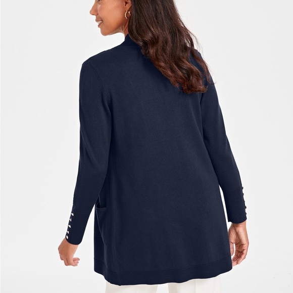 JM Collection Navy Open Front Cardigan Size Medium NWT✨ - Picture 3 of 4